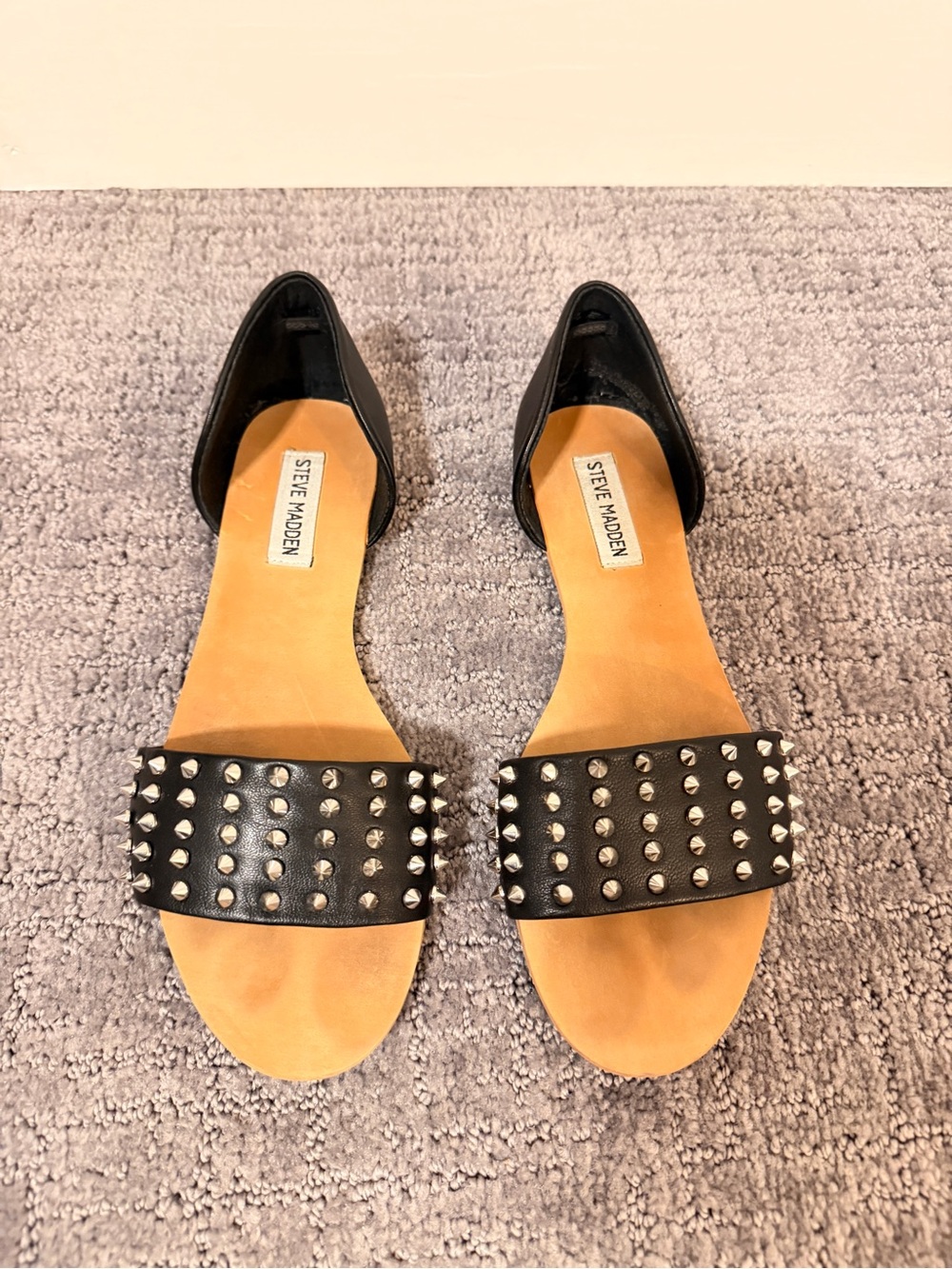 Steve Madden Black Studded Open-Toe D'Orsay Sandals